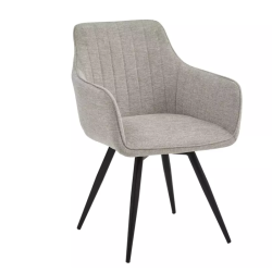 Chaise pivotante en tissu gris, structure noir mat, rotation 180° LOUP