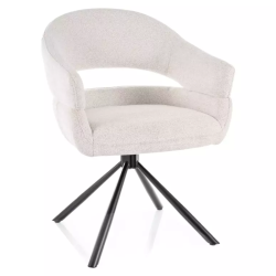 Chaise pivotante en tissu doux beige avec accoudoirs design, rotation 180° MASEE