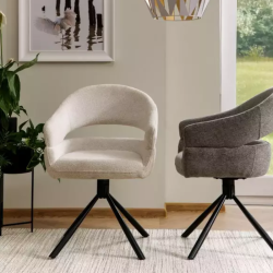 Chaise design beige MASEE - Accoudoirs et pivot à 180°