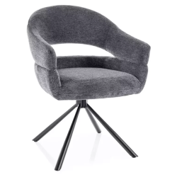 Chaise pivotante en tissu doux gris foncé avec accoudoirs design, rotation 180° MASEE