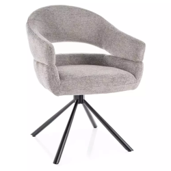 Chaise pivotante en tissu doux gris avec accoudoirs design, rotation 180° MASEE
