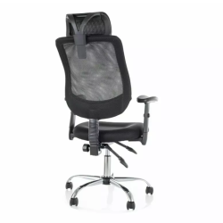 Chaise de bureau ergonomique noire LORES - Élégance et pieds argentés