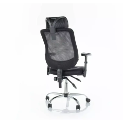 Chaise de bureau ergonomique noire LORES - Élégance et pieds argentés