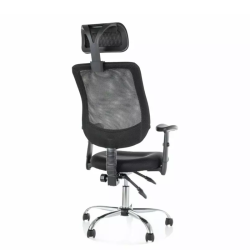 Chaise de bureau ergonomique noire LORES - Élégance et pieds argentés