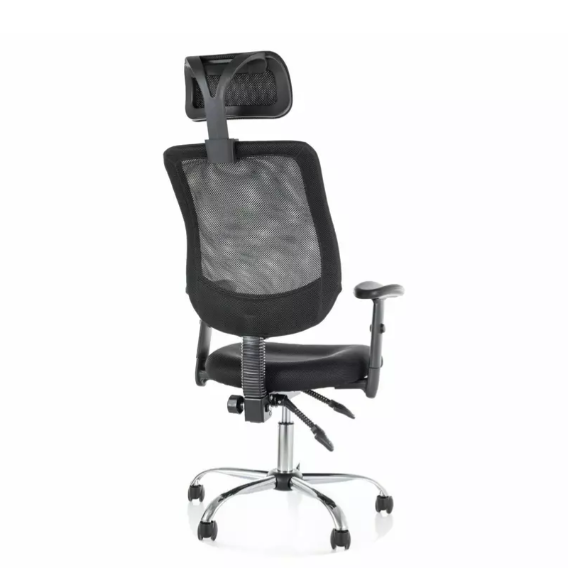 Chaise de bureau ergonomique noire LORES - Élégance et pieds argentés
