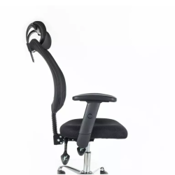 Chaise de bureau ergonomique noire LORES - Élégance et pieds argentés