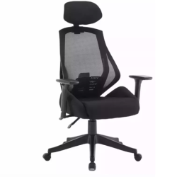 Chaise de bureau ergonomique noire LORES - Accoudoirs et réglagles