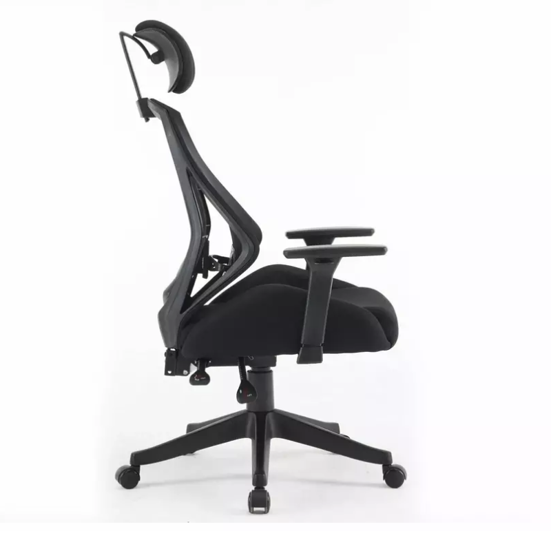 Chaise de bureau ergonomique noire LORES - Accoudoirs et réglagles
