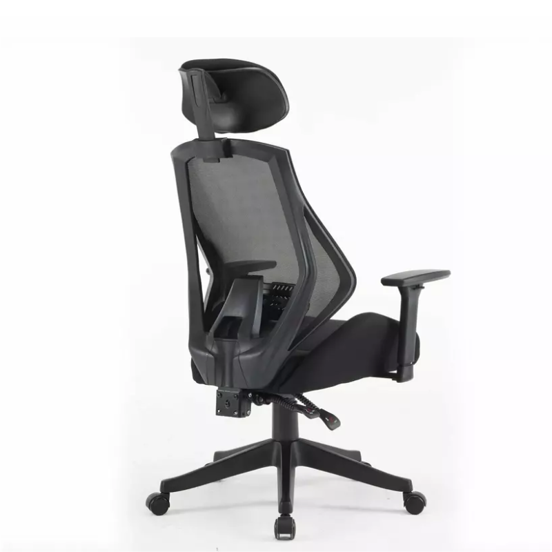 Chaise de bureau ergonomique noire LORES - Accoudoirs et réglagles