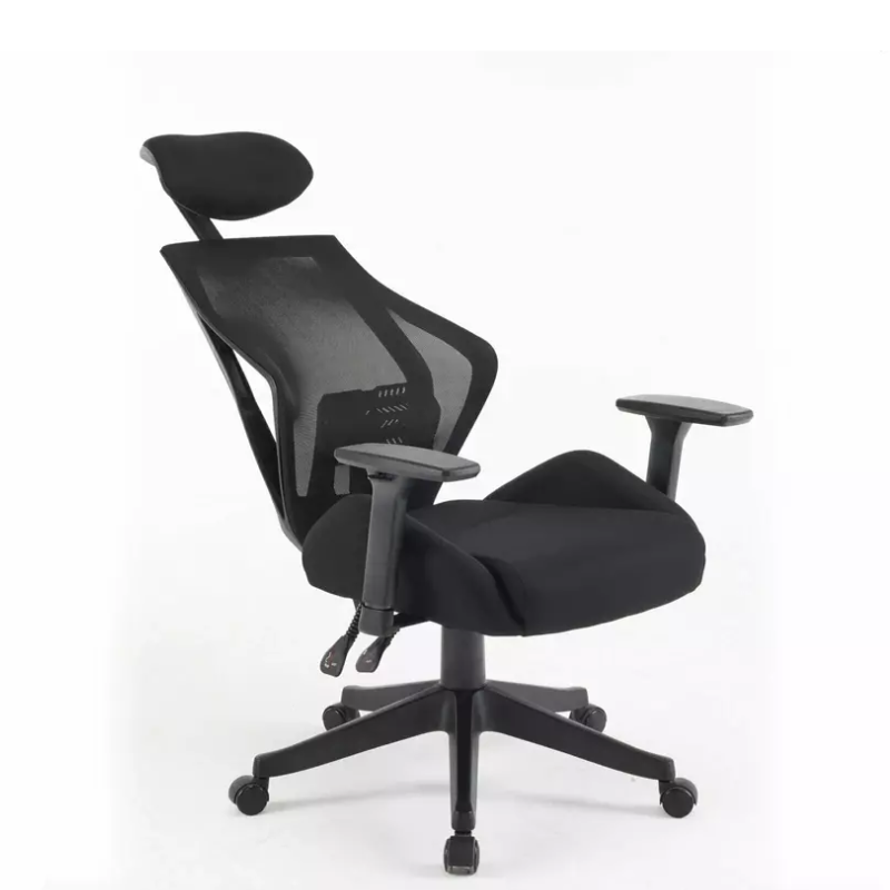 Chaise de bureau ergonomique noire LORES - Accoudoirs et réglagles