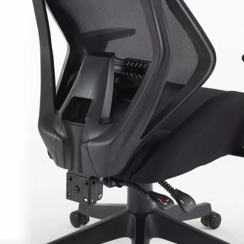 Chaise de bureau ergonomique noire LORES - Accoudoirs et réglagles