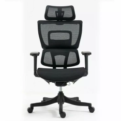 Chaise de bureau noire LORES3 - Accoudoirs 4D et ergonomie avancée