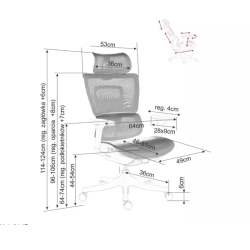 Chaise de bureau ergonomique grise LORES3 Réglage et confort