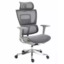 Chaise de bureau haut de gamme grise LORES2 - Design et confort absolu