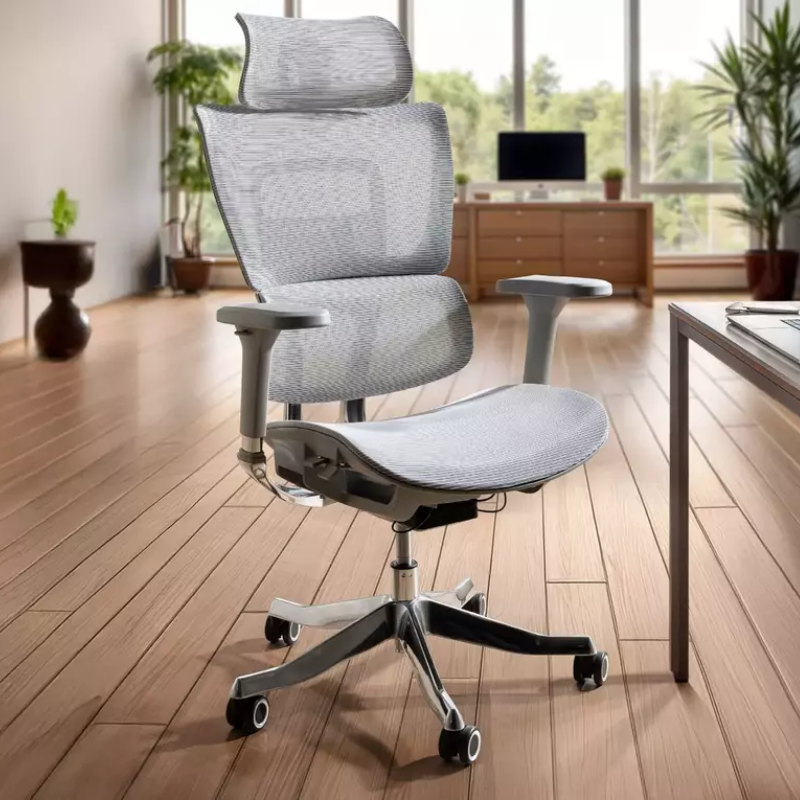 Chaise de bureau haut de gamme grise LORES2 - Design et confort absolu