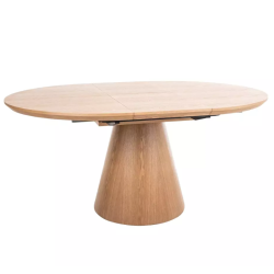 Table ronde extensible NOYT 120 cm chêne naturel avec pied chêne