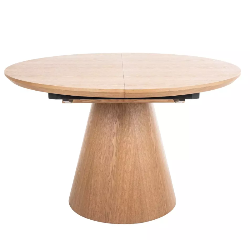 Table ronde extensible NOYT 120 cm chêne naturel avec pied chêne