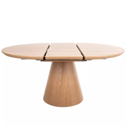 Table ronde extensible NOYT 120 cm chêne naturel avec pied chêne