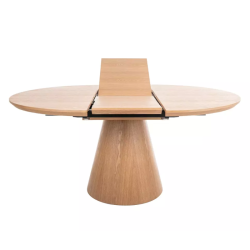 Table ronde extensible NOYT 120 cm chêne naturel avec pied chêne