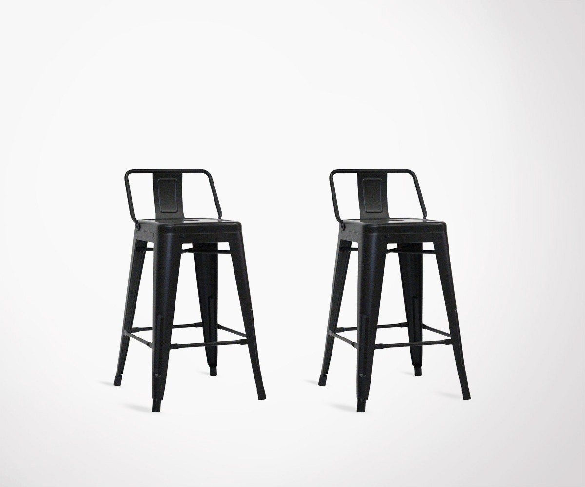 Lot de 2 chaises de bar original en métal noir 61cm style industriel.