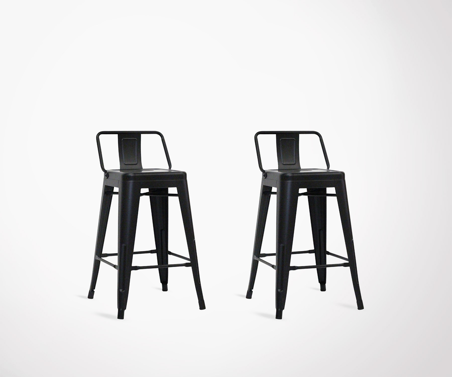 Lot de 2 chaises de bar original en métal noir 61cm style Lot de 2 chaises de bar original en métal noir 61cm style