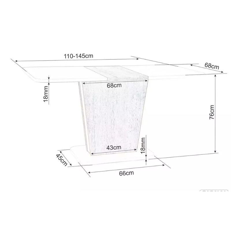 Table à manger extensible design chêne et cachemire ELIANDRAZ