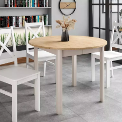 Table repas extensible ronde 8 places bois clair LORENZAZ1