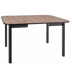 Table repas extensible carrée noir mat et bois clair LORENZAZ2