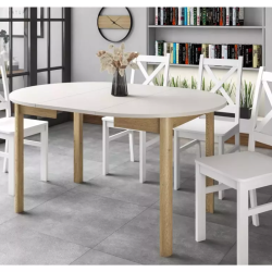 Table repas extensible ronde cachemire bois clair 8 places LORENZAZ5