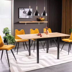 Table repas extensible bois clair et noir 6 personnes ZAPHYRIZ1
