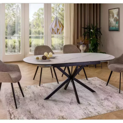 Table repas extensible 8 personnes céramique blanche design BOREALIZ2