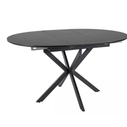 Table repas 140 cm extensible céramique noire pied métal 8 personnes BOREALIZ4