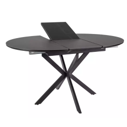 Table repas 140 cm extensible céramique noire pied métal 8 personnes BOREALIZ4
