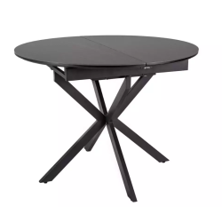 Table repas 140 cm extensible céramique noire pied métal 8 personnes BOREALIZ4