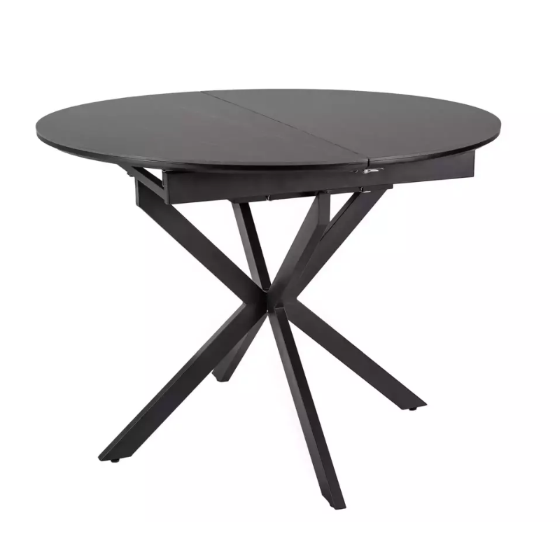 Table repas 140 cm extensible céramique noire pied métal 8 personnes BOREALIZ4