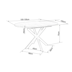 Table repas 140 cm extensible céramique noire pied métal 8 personnes BOREALIZ4