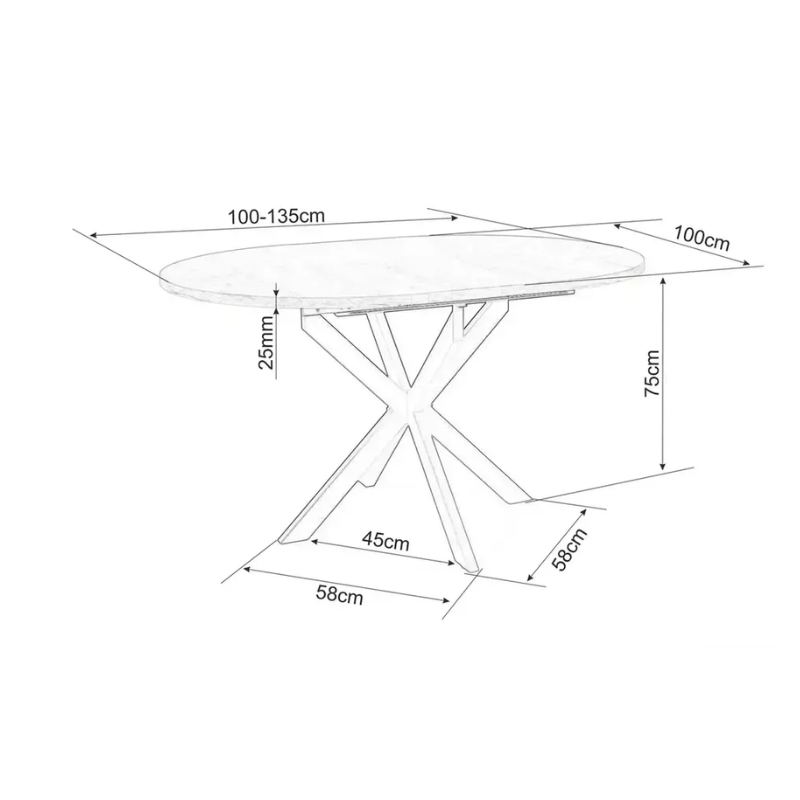 Table repas 140 cm extensible céramique noire pied métal 8 personnes BOREALIZ4