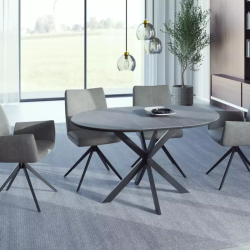 Table repas extensible 100 cm gris mat céramique ronde 6 places BOREALIZ5