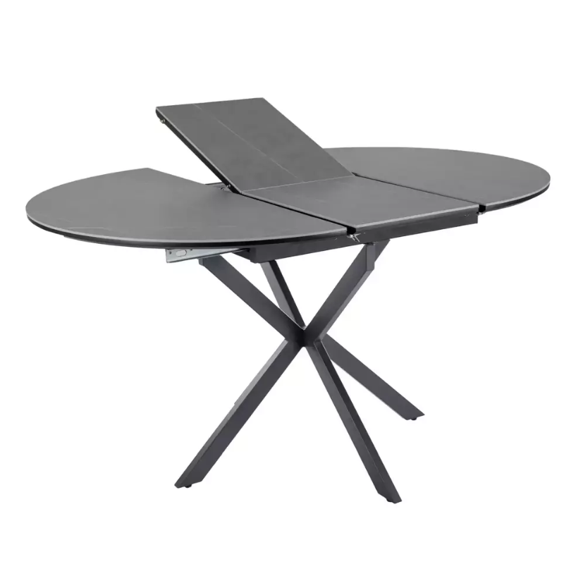 Table repas extensible 100 cm gris mat céramique ronde 6 places BOREALIZ5