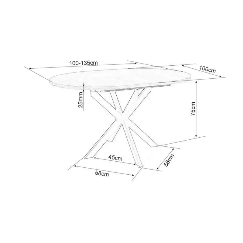 Table repas extensible 100 cm gris mat céramique ronde 6 places BOREALIZ5