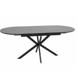 Table repas extensible 140 cm ovale gris mat 8 personnes pied métal BOREALIZ6