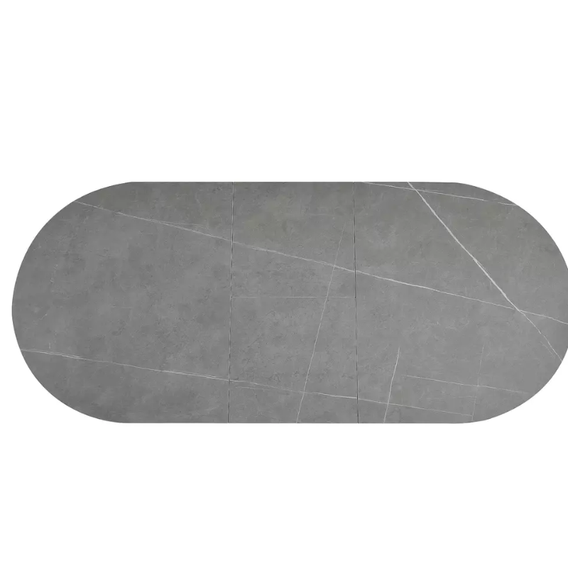 Table repas extensible 140 cm ovale gris mat 8 personnes pied métal BOREALIZ6