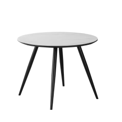 Table repas ronde 6 personnes céramique blanche effet marbre MIRENZAZ