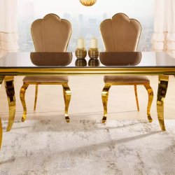 Table design noire et dorée 150 cm 8 personnes ultra chic REGALISZ