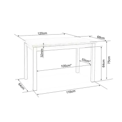 Table rectangulaire blanche mate 120 x 68 cm pour 6 convives VELMAZ