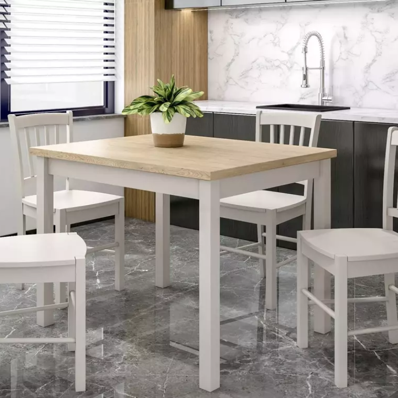 Table rectangulaire compacte 100x60 cm chêne et cachemire 4 places - VELMAZ5