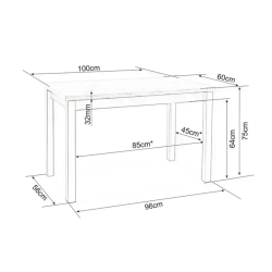 Table rectangulaire compacte 100x60 cm chêne et cachemire 4 places - VELMAZ5