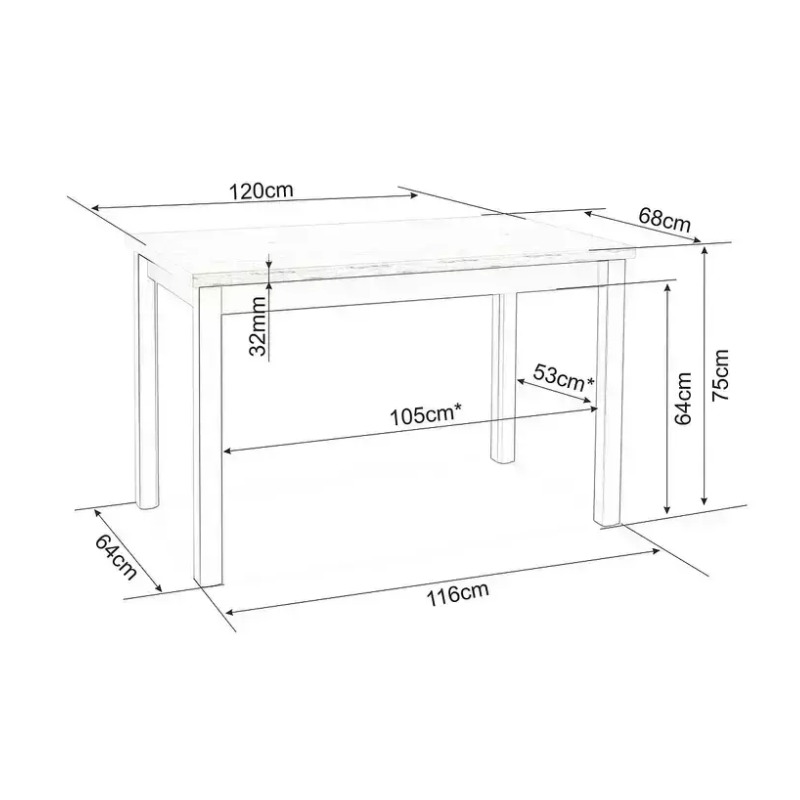 Table à manger 120 x 68 cm bois clair et cachemire VELMAZ6