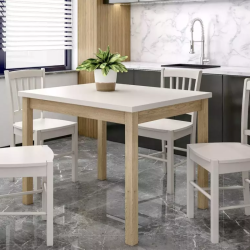 Table de salle à manger 100 x 60 cm crème et bois VELMAZ9