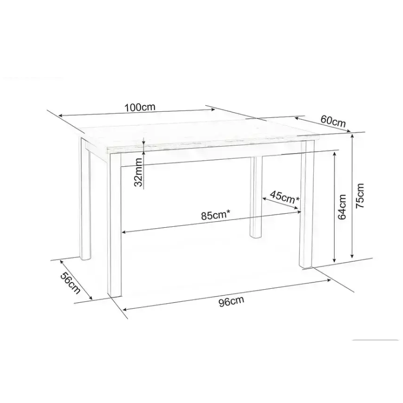 Table de salle à manger 100 x 60 cm crème et bois VELMAZ9